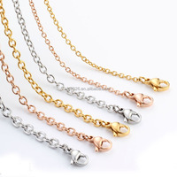 Chaîne à maillons ronds en acier inoxydable plaqué or 18 carats et or rose, chaîne Rolo, collier avec fermoir mousqueton, chaîne de base pour bijoux