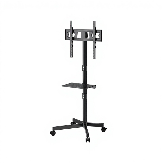 FD1260 Mobile TV Stand for Home Office Bedroom Black Cold Rolled Steel 14-55 Inch 30KG VESA 400x400
