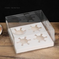 Boîte transparente pour cupcakes et gâteaux carrés avec laminage mat et gaufrage pour boulangerie, pâtisserie, sushis - Recyclable 2/4/6/12 pièces