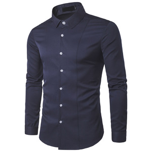 Camicia Slim Fit a Maniche Lunghe in Stile Coreano in Tinta Unita CVC per <span class=keywords><strong>Uomo</strong></span>, Vendita all'Ingrosso - Product Image 4