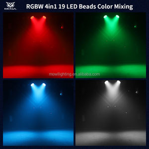 공장 가격 2PCS 19*15W RGBW 세척 줌 효과 LED 빔 스트로브 이동 헤드 라이트 Dj KTV 파티 결혼식 용 비행 케이스 포함 - Product Image 5