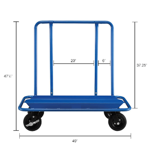 JH-Mech 건식 벽체 카트 하버화물 합판 운반 하이 퀄리티 12 "x 48" 2400 LBS 용량 블루 스틸 건식 벽체 돌리 카트 - Product Image 6