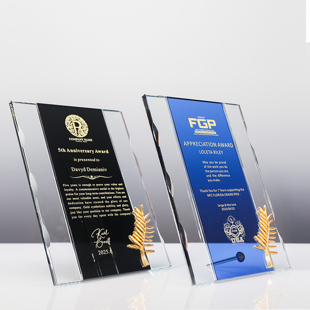 Customized K9 Crystal Glass Award Plaque Laser Engraved Recognition Plate for Corporate Ceremony Gift