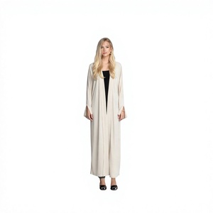 White <b>Modest</b> <b>Satin</b> Silk Solid Abaya Round Neck Extra Long Sleeve Floor Length Elegant Islamic Wedding Prayer Party Gown - Product Image 5