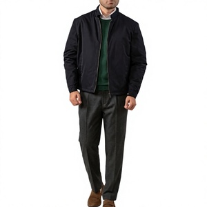 Men's Stand Collar Bomber <b>Jacket</b> Zipper Front Solid Color Windproof Lightweight Thin Woven Autumn Outerwear <b>Smart</b> <b>Casual</b> Style - Product Image 5