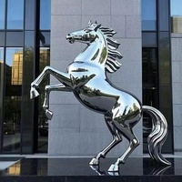 Escultura de Caballo de Tamaño Real en Acero Inoxidable, Tallada y Grabada en 3D, Moderna y Personalizada, para Publicidad Exterior y Decoración de Centros Comerciales