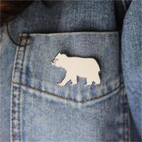 Fabricant Usine Designer Ours Polaire Argent Brillant Métal Artisanat Insigne Cadeaux Logo Personnalisé Épinglette Épingles en émail dur et doux