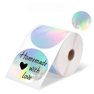 Étiquette adhésive personnalisée imperméable ronde de 2 pouces avec paillettes fines imprimables, film transparent doré, étiquette thermique directe - Product Image 5