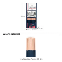 Ensemble de crayons à dessin en bois naturel FLOWood, 10 pièces, plusieurs grades 4H-5B, crayons à dessin en graphite résistants aux bris pour artistes