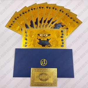 5 dessins <span class=keywords><strong>film</strong></span> <span class=keywords><strong>Minion</strong></span> dessin animé carte en plastique 24k feuille d'or plaqué carte - Product Image 4