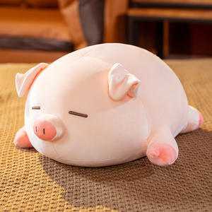 Vente en gros de jouets en peluche cochon personnalisables, oreiller cochon allongé anti-stress avec doublure en maille, pour cadeaux d'anniversaire, de festival, de campagne et de promotion - Product Image 5
