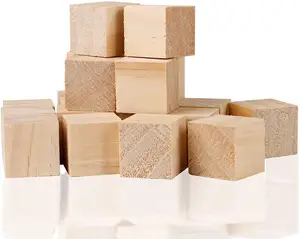 Haotaine — blocs carrés en bois naturel massif, Cubes vierges de 1 pouce, blocs pour artisanal et projets de bricolage