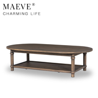 Table basse élégante en bois, table à thé minimaliste moderne en bois massif pour maison contemporaine