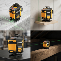 GSFixtop 4D 360 °   Niveau laser autonivelant à faisceau vert 16 lignes, précision ±3mm/10m, télécommande 30m pour la construction, IP54, OEM