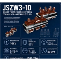 Transformateur combiné 100/5A 10kV JSZW3-10 CT VT, boîtier de mesure classe 0.2S, utilisation en extérieur pour la distribution d'énergie