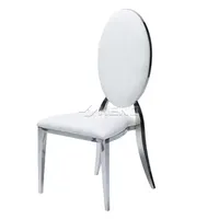 Chaise de banquet d'hôtel, événementielle ou de mariage en acier inoxydable, dossier rond en cuir PU et velours, design empilable, couleur or, vente chaude