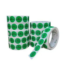 25Mm Ronde Groene Papier Qr Groene Kleur Sticker Roll Glossy Membraan Custom Qr Sticker Qc Pass Goedkeuring