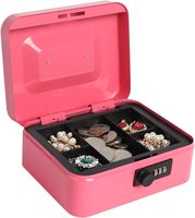 Petite mini caisse à monnaie avec plateau à monnaie, boîte de présentation de pièces de monnaie, boîte de sécurité pour l'argent à domicile, boîte d'épargne
