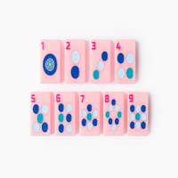Jeu de tuiles de mahjong américain en acrylique à quatre couches avec icônes de paysages urbains roses, œuvre d'art personnalisée pour les cadeaux en gros et les détaillants de jeux