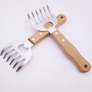 Daphyla נירוסטה בשר <span class=keywords><strong>bbq</strong></span> סט טפרים סט של 2 עץ ארוך ידית ממשך כפות חזיר יד כלי סוג מקל - Product Image 5