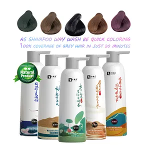 China Ammoniak Gratis Permanente Natuurlijke Kruiden Cover Grijs Wit Tot Donkerbruin Henna Zwart Haar Kleur Dye Shampoo