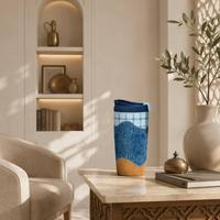 كوب قهوة بسعة 16 أونصة بتصميم الدنيم من CLOSER، تصميم ثلاثي الأبعاد بنمط الترقيع، كوب سفر من الفولاذ المقاوم للصدأ معزول حراريًا بجدار مزدوج