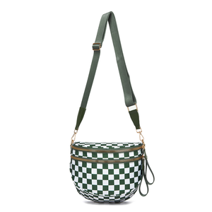 Women Checkered Bum Bag Casual Fanny Pack <b>Large</b> Capacity Crossbody Adjustable Strap Simple Shoulder Mommy Bag Daily Travel Tote - Product Image 4