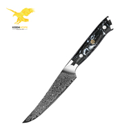 Couteaux de cuisine professionnels en acier Damas KEENHOPE, couteau à steak japonais AUS-10 Core de 4,5 pouces, manche en résine turquoise noire