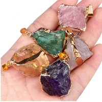 Pendentif en cristal brut irrégulier plaqué or, breloques en pierres précieuses naturelles brutes pour accessoires de collier faits à la main, vente en gros