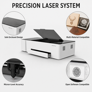 Machine de découpe et d'engravure laser CO2 60W 500x300mm avec extracteur de fumées, grave le papier, le carton kraft pour créer des enseignes - Product Image 1