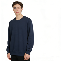 Sweat-shirt à col rond en coton épais de 420 g et doublé de fourrure de renard argenté, pour homme, couleur unie, pull-over, vente en gros, hiver.