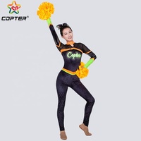 Haut à manches longues et pantalon long, uniforme de cheerleading personnalisé orange et vert fluorescent avec strass, logo gratuit