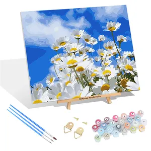 wall art Flower Oil Painting By Numbers Diy White Wildflowers Garden Decoration Pictures For Home Decor Photo