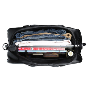 Logotipo personalizado impermeable negro de cuero genuino, bolsa de cuero Real bolsa de viaje de fin de semana - Product Image 5