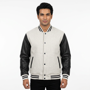 Custom Design <b>White</b> Leather & Wool Winter Sheep Fur Baseball Letterman Varsity <b>Jackets</b> for <b>Men</b> College varsity <b>jackets</b> unisex - Product Image 1