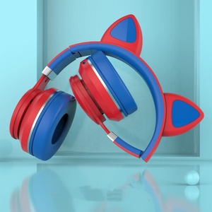 Casco con orejas de gato auriculares BT lámpara de respiración auriculares casco estéreo elegante conjunto de cabeza de metal auriculares diadema azul tooh auriculares - Product Image 3