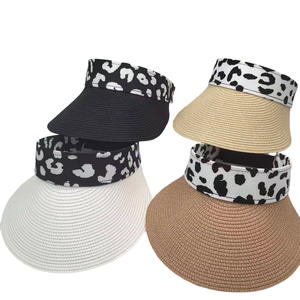 HKZB Custom <b>Women</b> European American Style Striped Wide Brim Open Top Straw Hat Sports Outdoor Beach Street <b>Sun</b> <b>Visor</b> Cap - Product Image 6