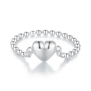 OEM מפרק פשוטה זול אירוסין שרשרת טבעת 2023 קוריאני להכתים גבירותיי תכשיטים מעדן סטרלינג לב כסף טבעות