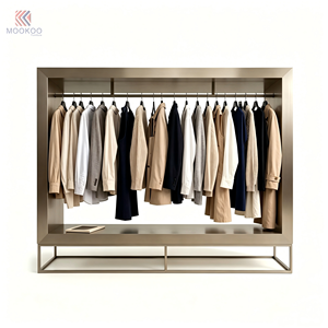 MOOKOO Vetrina Espositiva per Abbigliamento con Telaio in Metallo Spazzolato, Stile Aperto, per Boutique di Alta Gamma e Negozi al Dettaglio - Product Image 1