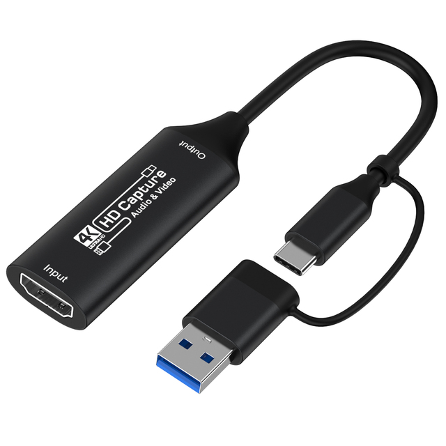 Aluminum Alloy OEM 4K HD Connection Video Capture Card USB/Type C Video Grabber Live Streaming Recorder Black/Grey