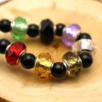 Perles en verre facetté colorées, plaquées argent, avec grand trou métallique, style européen, faites à la main, pour bracelets et colliers