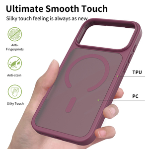 Étui de téléphone magnétique de luxe pour <span class=keywords><strong>iPhone</strong></span> 18 17 <span class=keywords><strong>Pro</strong></span> Max, finition mate cerise foncée, toucher soyeux, antichoc, <span class=keywords><strong>coque</strong></span> de protection personnalisée pour téléphone portable - Product Image 2