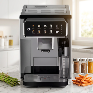 Machine à expresso automatique, écran tactile, réservoir d'eau de 2 L, pression de 19 bars, corps en acier inoxydable avec boîte à lait, programmable, auto-nettoyante - Product Image 1