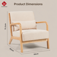 Fauteuils d'appoint modernes rembourrés pour lecture et détente, style farmhouse, en bois massif et tissu