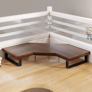 <b>Corner</b> Computer Riser Stand Walnut Wood Desktop Storage Rack For Office <b>Desk</b> Multifunctional Polygon Shape - Product Image 1