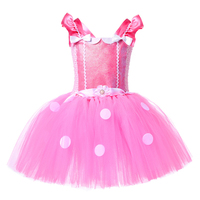 Kostum TV & Film Anak Perempuan, Gaun Tutu Motif Polkadot dengan Telinga Tikus, Jaring Berkilau, Kostum Halloween, Pakaian Pesta, Perlengkapan Grosir, Kit Bando Pita