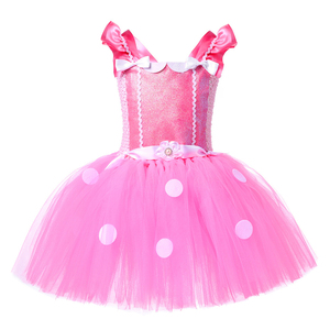 <span class=keywords><strong>Disfraz</strong></span> de Halloween para niñas, estilo <span class=keywords><strong>disfraz</strong></span> de TV y cine, vestido tutú con orejas de ratón y lunares, malla brillante, conjunto elegante, kit de diadema con lazo, suministro al por mayor - Product Image 2