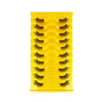 Faux cils en gros, effet naturel, style œil de chat, 3D, volume naturel, demi-cils, lot de 10 paires, maquillage beauté sans cruauté animale