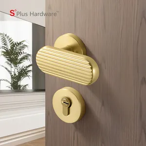 Shell Design Door Handles Locks Lever Lock Pearl Gold Bedroom Interior Zinc Lever Door Handle Lock