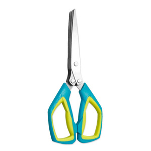 Stainless Steel <b>Kitchen</b> <b>Scissors</b> Five Layer Blade For Chopping Scallions Home Use Blue And Yellow Handle - Product Image 4